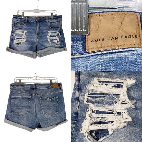 American Eagle Outfitters Pants - American Eagle AE Women’s Stretch High Rise Shortie Size 14 Distressed